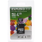 Карта памяти MicroSD 4GB Exployd К4 (с адаптером)