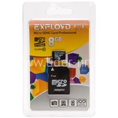 Карта памяти MicroSD 8GB Exployd К10 (с адаптером)