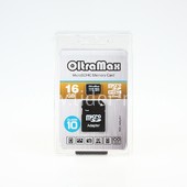 Карта памяти MicroSD 16GB OltraMax К10 (с адаптером)