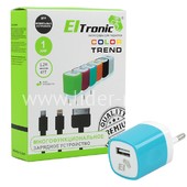 СЗУ ELTRONIC COLOR TREND для iPhone5/6/6Plus/7/7Plus с USB выходом (1000mAh) коробка (синий)