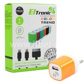 СЗУ ELTRONIC COLOR TREND Micro USB с USB выходом (1000mAh) коробка (оранжевый)