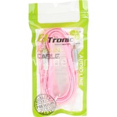 Кабель AUX 3.5 на 3.5 Am-Am (1.5м) 2-х контакт/плоский/алюм.конект. ELTRONIC розовый (в пакете)