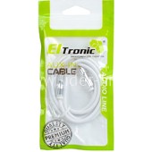 Кабель AUX 3.5 на 3.5 Am-Am  (1м) 2-х контакт/текстиль/алюм.конект ELTRONIC белый (в пакете)