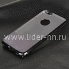 Задняя панель для  iPhone6 Пластик/вырез под логотип В ПОЛОСКУ (черная)