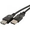 Кабель-удлинитель ELTRONIC USB 2.0 <Am-->Af> 1.5м черный (пакет)