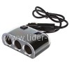 Разветвитель в авто на 3 устройства/2USB/шнур (черный)