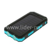 Портативное ЗУ (Power Bank) 20000mAh (66012) фонарь/2 USB/солнечная батарея (голубой)