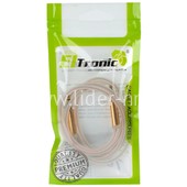 Кабель AUX 3.5 на 3.5 Am-Am  (1м) 2-х контактный ФОСФОР ELTRONIC прозрачный (в пакете)