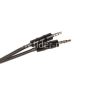 Кабель AUX 3.5 на 3.5 Am-Am  (1м) 3-х контакт/металл. оплетка черный (без упаковки) Кабель AUX 3.5 на 3.5 Am-Am  (1м) 3-х контакт/металл. оплетка черный (без упаковки)