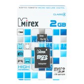 Карта памяти MicroSD 2GB MIREX (c адаптером) Карта памяти MicroSD 2GB MIREX (c адаптером)