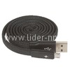USB кабель micro USB 1.0м AWEI CL-12 плоский/оплетка (черный)