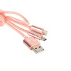 USB кабель 2в1 для iPhone 5/6/6Plus/7/7Plus/Type-C USB 1.0м AWEI CL-984 текстильный (розовый)