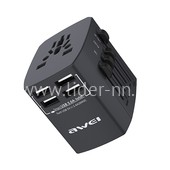 Сетевой универсальный адаптер AWEI C-36 4 USB/5V-2.4A (черный) Сетевой универсальный адаптер AWEI C-36 4 USB/5V-2.4A (черный)