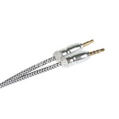 Кабель AUX 3.5 на 3.5 Am-Am  (1м) 3-х контактный пластиковая оплетка ELTRONIC белый (ПАКЕТ)