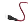 USB кабель Lightning 1.0м BOROFONE BX39 текстильный (черный/красный) 3.0A