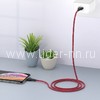 USB кабель Lightning 1.0м BOROFONE BX39 текстильный (черный/красный) 3.0A
