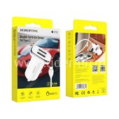 АЗУ Type-C 2 USB выхода (2400mAh) BOROFONE BZ12 (белый)