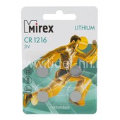 Батарейка литиевая Mirex CR1216/4BL Батарейка литиевая Mirex CR1216/4BL