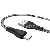 USB кабель micro USB 1.0м BOROFONE BX39 текстильный (черный/белый) 2.4A USB кабель micro USB 1.0м BOROFONE BX39 текстильный (черный/белый) 2.4A
