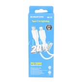 Кабель Type-C (PD) to Lightning 8-pin 20W, 1.0м BOROFONE BX49 (белый) 3A