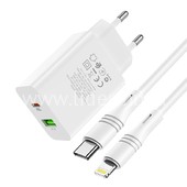 СЗУ Type-C to Lightning 1 USB выход QC3.0+PD 20W (5V-3.0A/9V-2.0A/12V-1.5A) BOROFONE BA56A (белый) СЗУ Type-C to Lightning 1 USB выход QC3.0+PD 20W (5V-3.0A/9V-2.0A/12V-1.5A) BOROFONE BA56A (белый)