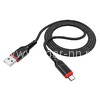 USB кабель micro USB 1.0м HOCO X59 текстильный (черный) 2.4A