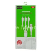USB кабель 3в1 Lightning/micro USB/Type-C 1.2м MAIMI X16 (белый) 5A USB кабель 3в1 Lightning/micro USB/Type-C 1.2м MAIMI X16 (белый) 5A