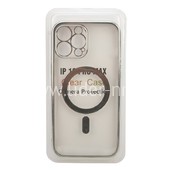 Задняя панель для  iPhone 13 Pro Max 6.7" Силикон с MagSafe (блистер) прозрачная/серебро
