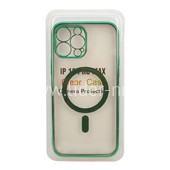 Задняя панель для  iPhone 13 Pro Max 6.7" Силикон с MagSafe (блистер) прозрачная/зеленая