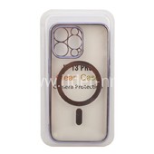 Задняя панель для  iPhone 13 Pro 6.1" Силикон с MagSafe (блистер) прозрачная/фиолетовая