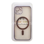 Задняя панель для  iPhone 13 6.1"  Силикон с MagSafe (блистер) прозрачная/фиолетовая