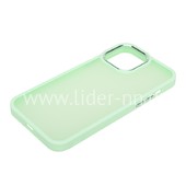 Задняя панель для  iPhone 13 6.1"  Силикон прозрачный/матовый (мятная)