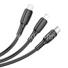 USB кабель 3в1 Lightning/micro USB/Type-C 1.0м BOROFONE BX71 (черный) 2.0A