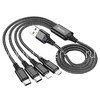 USB кабель 4в1 Lightning/micro USB/Type-C*2 1.0м HOCO X76 текстильный (черный) 2.0A