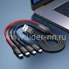 USB кабель 4в1 Lightning/micro USB/Type-C*2 1.0м HOCO X76 текстильный (черный) 2.0A