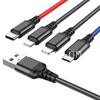 USB кабель 4в1 Lightning*2/micro USB/Type-C 1.0м HOCO X76 текстильный (черный) 2.0A