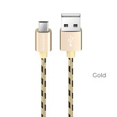 USB кабель micro USB 1.0м BOROFONE BX24 текстильный (золото) 2.4A USB кабель micro USB 1.0м BOROFONE BX24 текстильный (золото) 2.4A