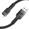 USB кабель Lightning 1.2м HOCO U110 текстильный (черный) 2.4A