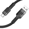 USB кабель для USB Type-C 1.2м HOCO U110 (черный) текстильный 3.0A