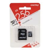 Карта памяти MicroSD 256GB Smart Buy К10 U3 (с адаптером)