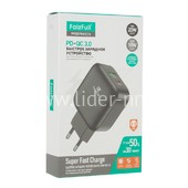 СЗУ FaizFULL FC76 с USB выходом QC3.0+Type-C (PD3.0) выход 18W (5V-3.0A/9V-2A/12V-1.5A) черный