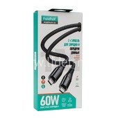 Кабель Type-C to Type-C 1.0м FaizFull FR104 (черный) 60W нейлоновая оплетка