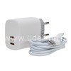 СЗУ Type-C to Lightning 2 выхода PD 25W (5V-3.0A/9V-2.77A/12V-.2.08A) FaizFull FC142 (белый)