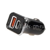 Автомобильное ЗУ 1 USB выход+1 PD (18W) Regrsi CAR-E15 (черный) в коробке