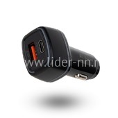 Автомобильное АЗУ 1 USB выход+1 PD (12W) Regrsi CAR-E20 (черный) в коробке