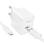 СЗУ Type-C 1 USB выход (2100mAh/5V) HOCO CS11A (белый) СЗУ Type-C 1 USB выход (2100mAh/5V) HOCO CS11A (белый)