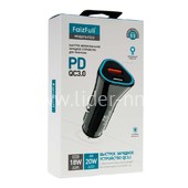АЗУ FaizFull 2 USB выхода PD/20W+QC3.0/18W черный (в коробке)