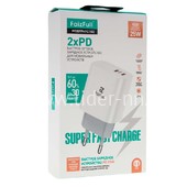 СЗУ Type-C to Lightning 2 выхода PD 25W (5V-3.0A/9V-2.77A/12V-.2.08A) FaizFull FC102 (белый)