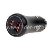 АЗУ FaizFull USB выход QC 3.0 18W+PD 30W (5V-3.0A/9V-2A/12-2.5A) черный/метал. корпус