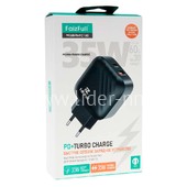 СЗУ FaizFULL FC160 с USB выходом QC3.0+Type-C (PD3.0) выход 70W (GAN-транзисторное ЗУ) черный